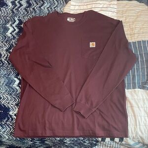 Carhartt Men's Burgundy Long Sleeve Tee